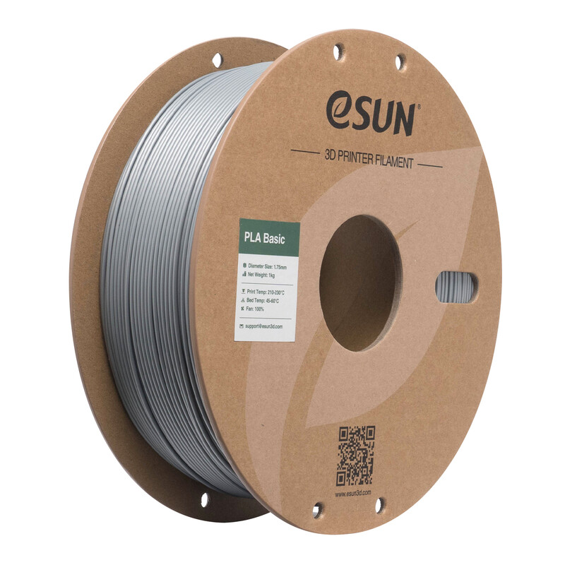 eSUN PLA-Basic 3D-printfilament 1,75 mm-zilver 1 kg, hoge snelheid & hoge kosteneffectiviteit geüpgraded PLA 3D-filament voor de meeste printers snelle levering
