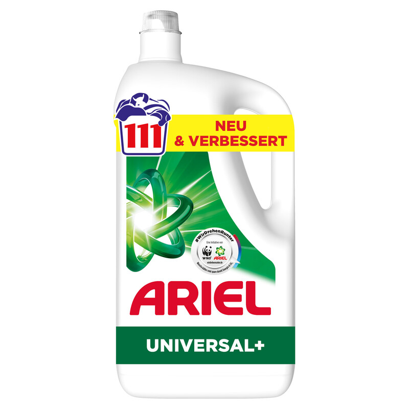 Ariel Flüssigwaschmittel, 111 Wäschen, Universal+, Fleck-Weg-Power Beim 1. Waschen, Selbst In Kaltem Wasser