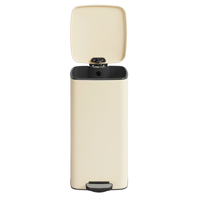 Ochama Trash Can, 8-Gallon Trash Bin, Stainless Steel Kitchen Garbage Can, Sand Beige