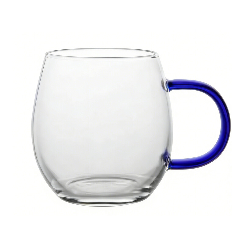 Blue cup handle Glass Cup Tea Glasses Drinking Glasses Coffee Glass 300ml 1pc