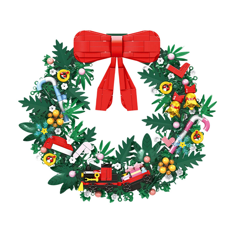 Woma Kerstkrans bouwstenenset, 653 stuks kerstguirlande bouwstenen speelgoed, DIY montage bouwset, Kerst deurhangende decoratie cadeau voor kinderen vanaf 6 jaar jongens meisjes