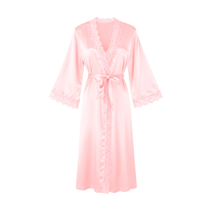 IZURIA langarm Bademantel, seidig glänzend, pink, XL