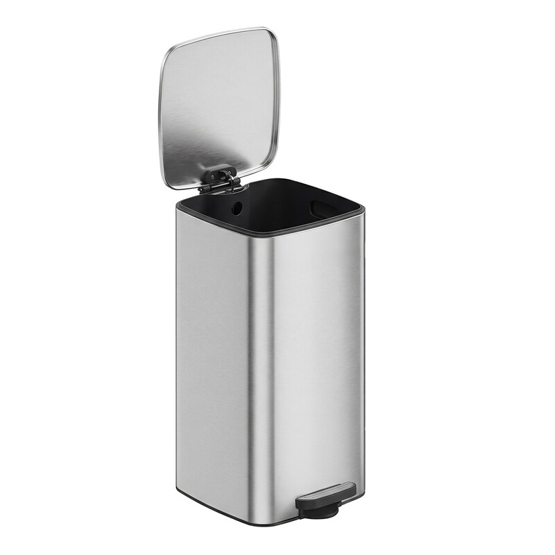 JOYFURNOS Pedal Trash Can, Stainless Steel Kitchen Bin with Inner Bucket, Soft Close, for Home, Silver