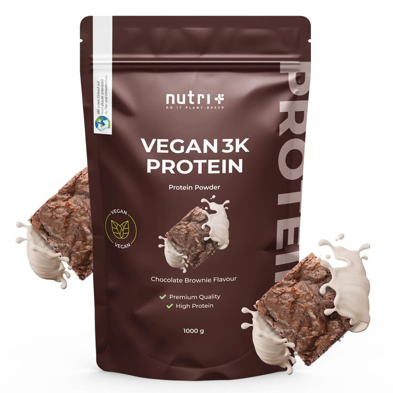Nutri+ 3K Proteinpulver Vegan 1 kg Schokoladen-Brownie