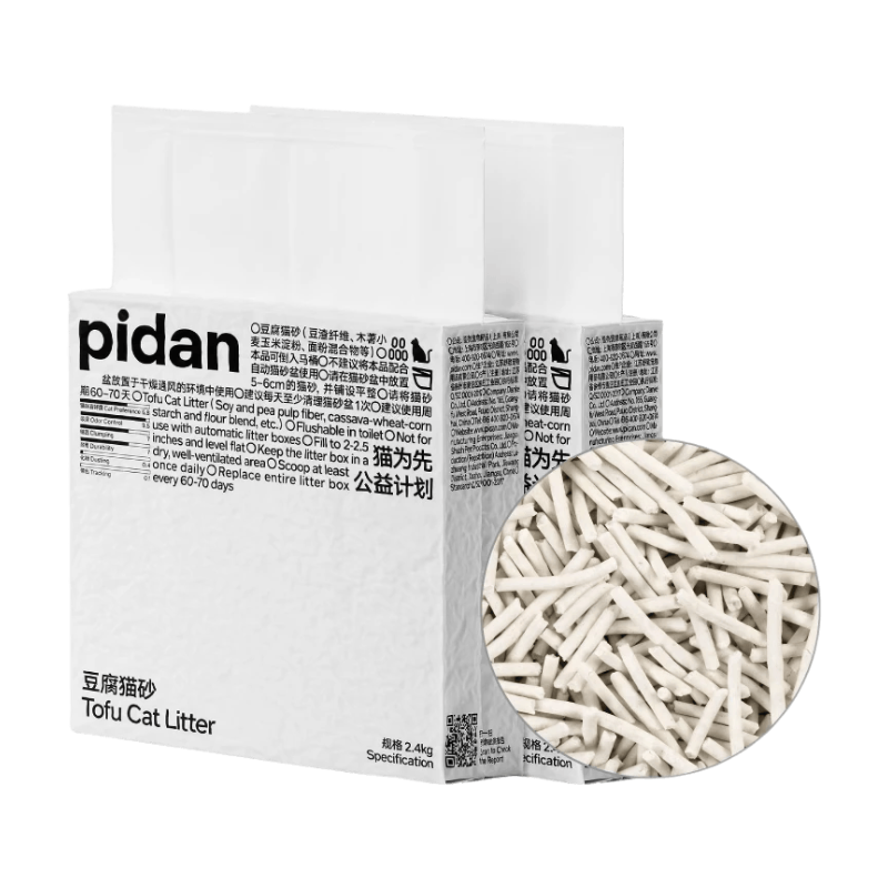 Pidan Tofu Kattenbakvulling - 2,4 kg (*2) - Engels-Chinese verpakking