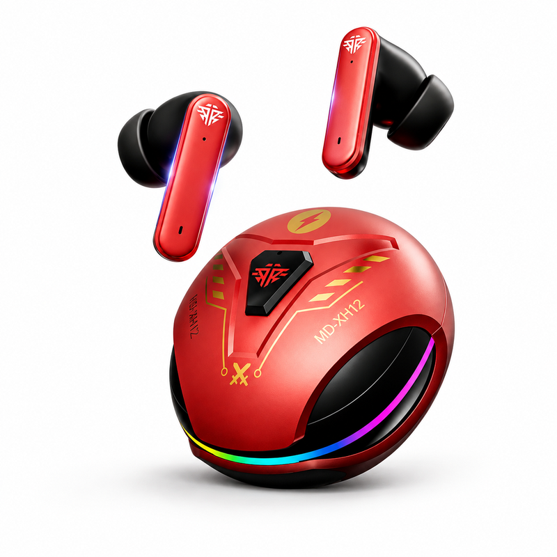 VoxorAI XH12 Red AI Translation Earphones Provide Real-Time Translation Support for 150 Languages. These Bluetooth Earbuds Are Stylish and Suitable for Study, Travel, and Business Use