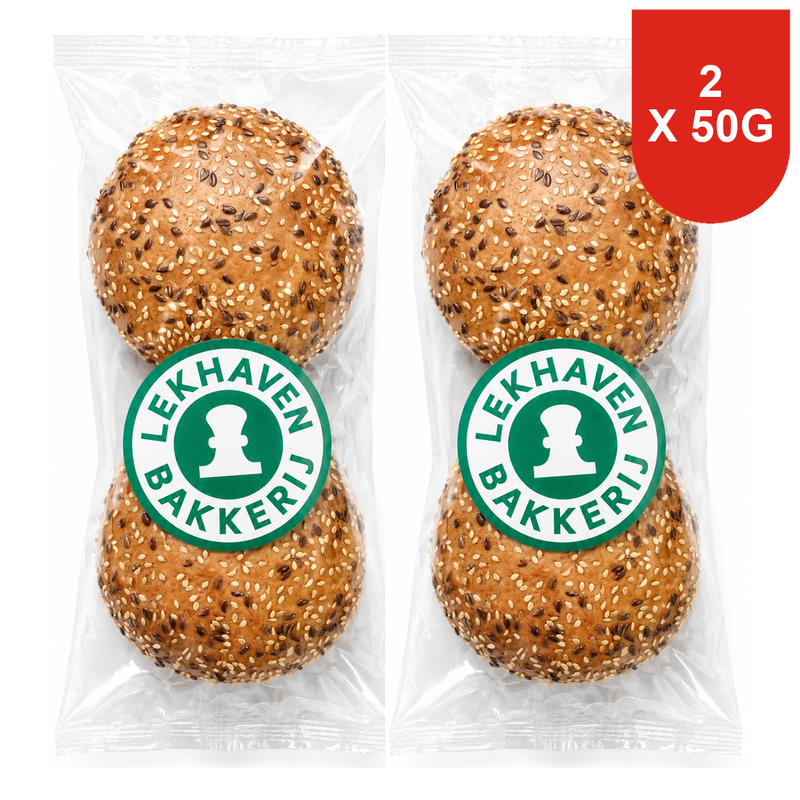 Lekhaven Bakkerij Briochebroodje 50 Sesam/Lijnzaad Deco 50 g x 2