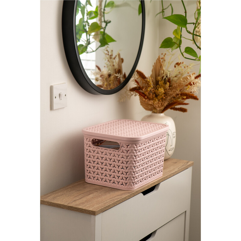 Medium Urban Store Basket with Lid Blush Pink 14L
