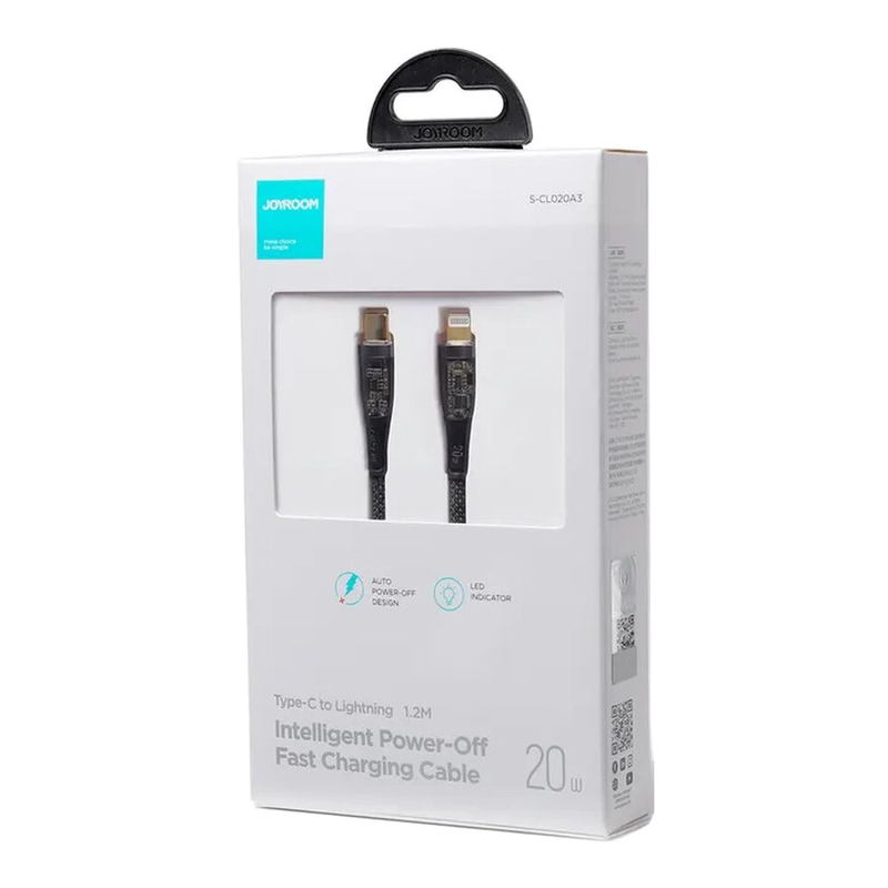 JOYROOM Star-Cloud Serie A3 USB-C/Lightning-Kabel 20 W 1,2 m mit Smart-Schalter – Schwarz