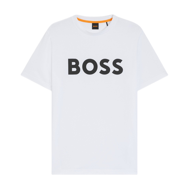‎Boss Boss Cotton-Jersey T-Shirt With Large Logo Print - White