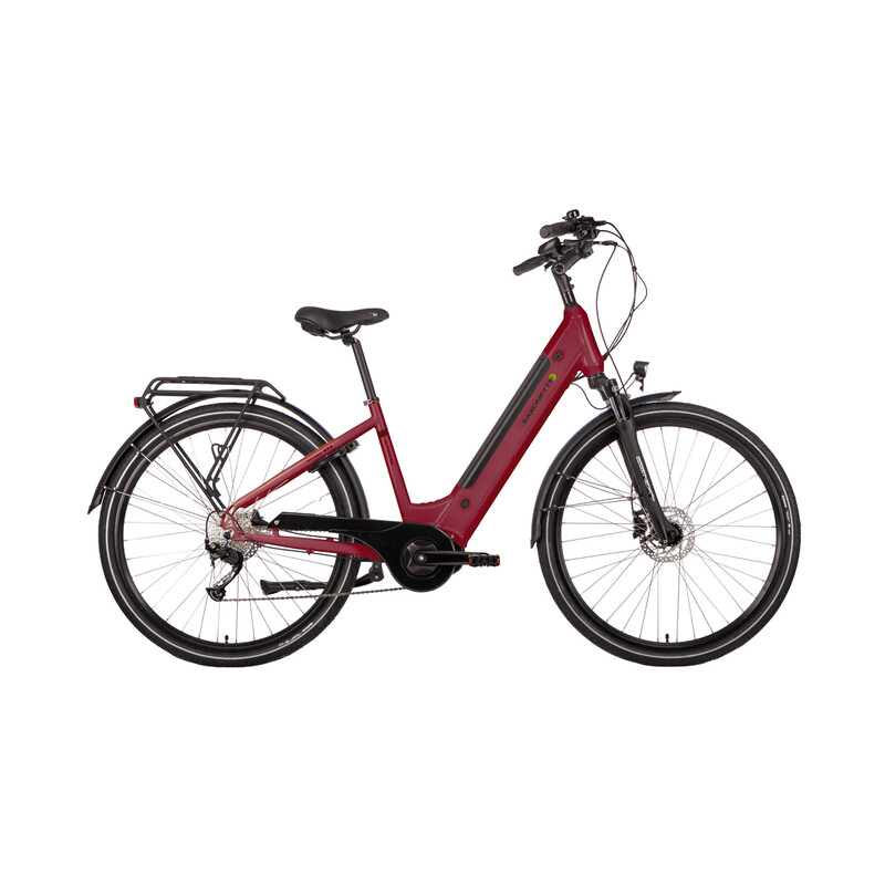 Saxonette E-Bike-Stadtrad Luxus Sport – Tiefeinsteigerrahmen, Rot, Rahmen 50 Zoll