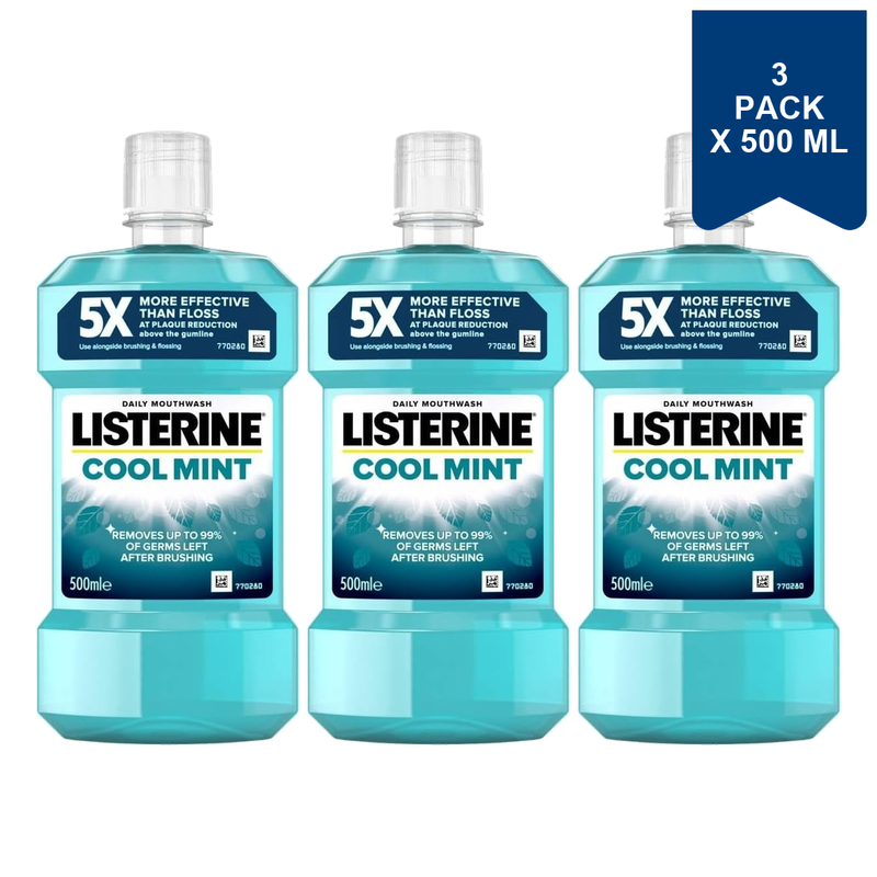 Listerine Essentials Cool Mint Mondwater 500 ml (3-Pack)