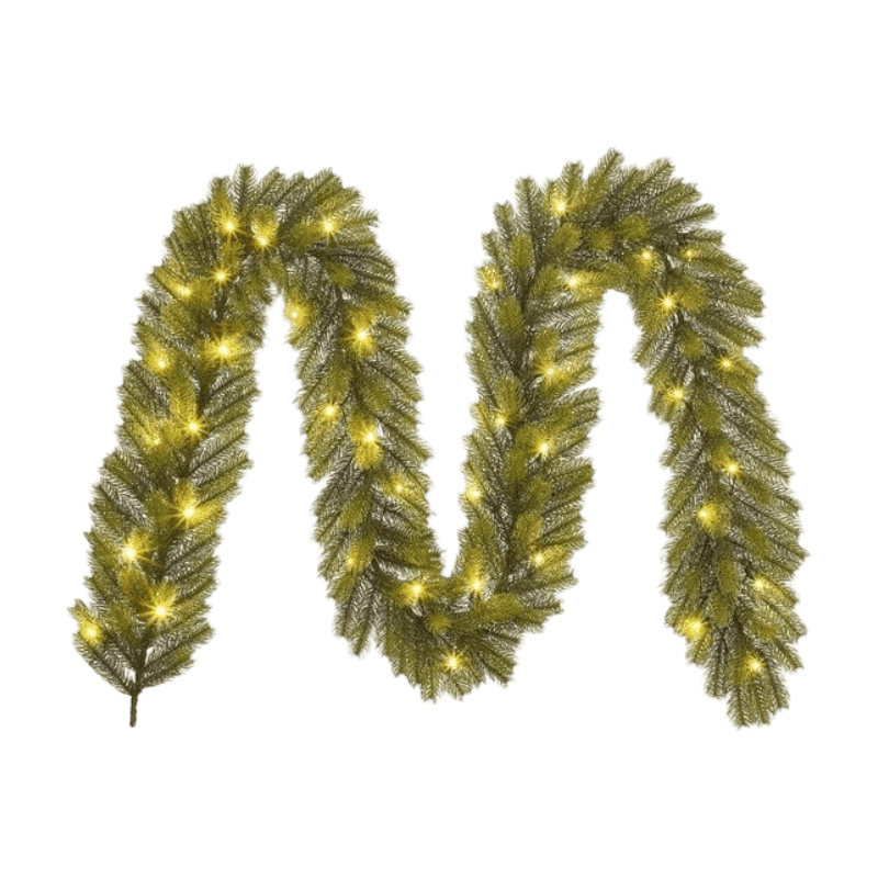 Black Box Trees Nagoya guirlande met LED-verlichting - kerstversiering voor binnen met 40 warmwitte lampjes - kerstslingers van kunststof - L270 x Ø20 cm - groen