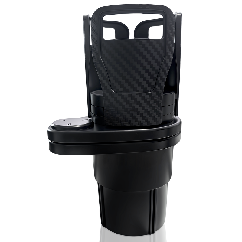 2-in-1 bekerhouder voor auto, 360° draaibare drankhouder met verstelbare basis, antislip stabiel ABS, geschikt voor flessen, koffieblikjes en drankblikjes, zwart