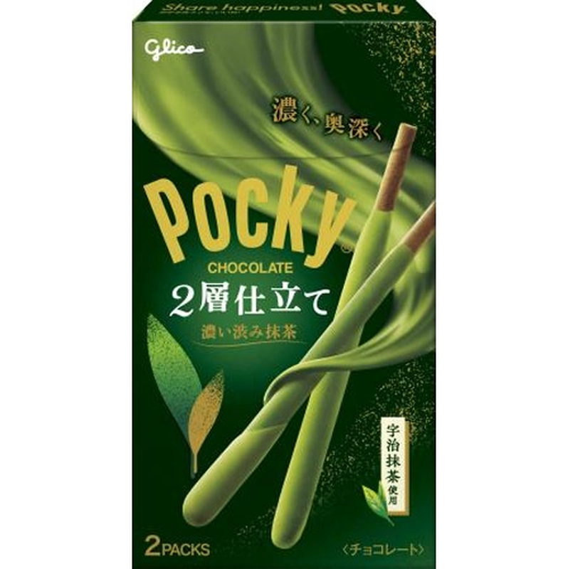Glico Pocky Double Strong Bitter Matcha Pocky 52.2g (2 Packs)