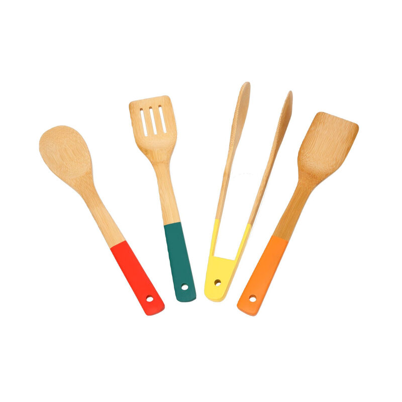 School of Wok set van 4 bamboe gereedschappen