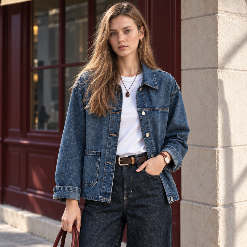 SEMIR Dames Denim Jas Outdoorjas Relaxed Fit Korte Pasvorm Universeel Klassiek Blauw Grijs S