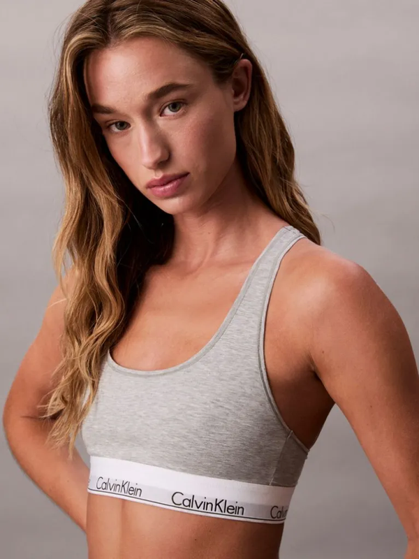 Calvin Klein Icon Cotton Modal Unlined Bralette - Grey Heather