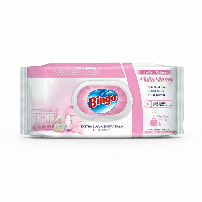 Bingo Praktische Oppervlakte Reinigingsdoekjes Mutlu Yuvam – 96 Stuks – Met Azijn & Baking Soda – Streeploos & Snel Droog