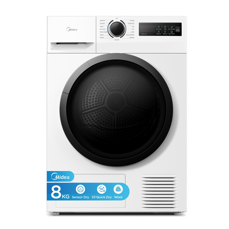 Midea White Md110h80d/W-Uk 8Kg Heat Pump Tumble Dryer - A++ Rated