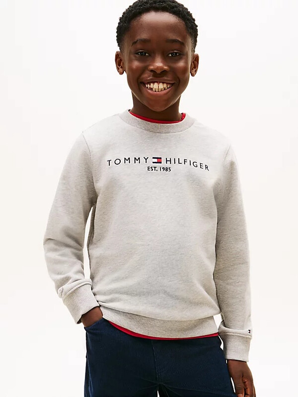 Tommy Hilfiger essentieel genderneutraal sweatshirt lichtgrijs melange 5
