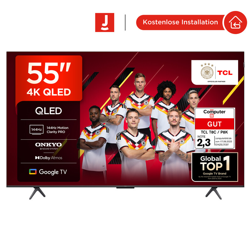 TCL 55T8C Fernseher 139,7 cm (55") 4K Ultra HD Smart-TV WLAN Metallisch 350 cd/m²