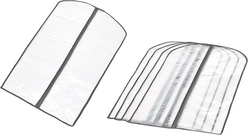 Zippered Peva Garment Storage Bag, 5-Pack, White45"