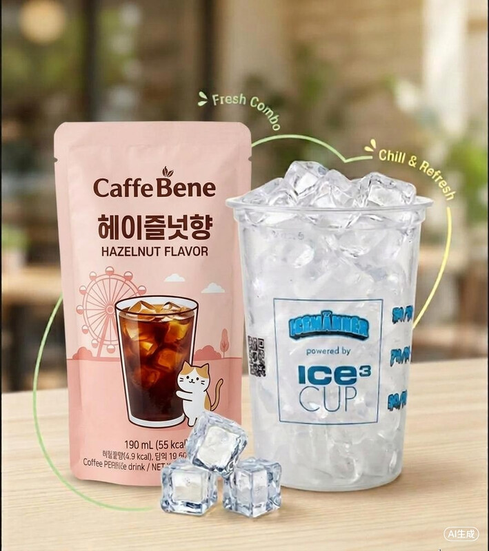 Caffe Bene Haselnussgetränk 190 ml mit Eisbecher
