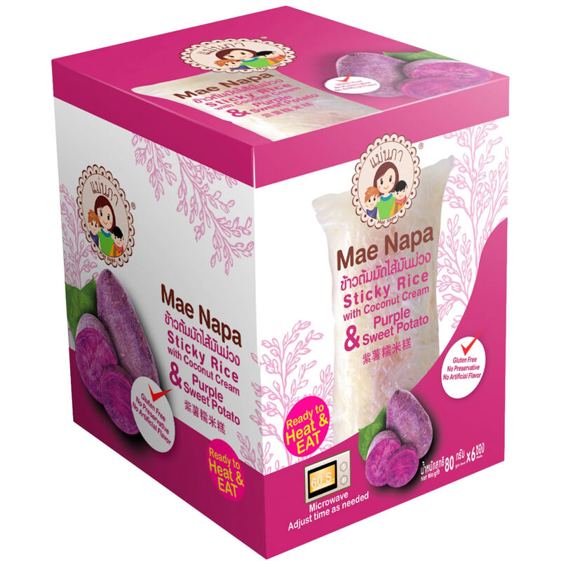Mae Napa Instant kleefrijstcake met kokos en zoete aardappel 480 g 6-pack