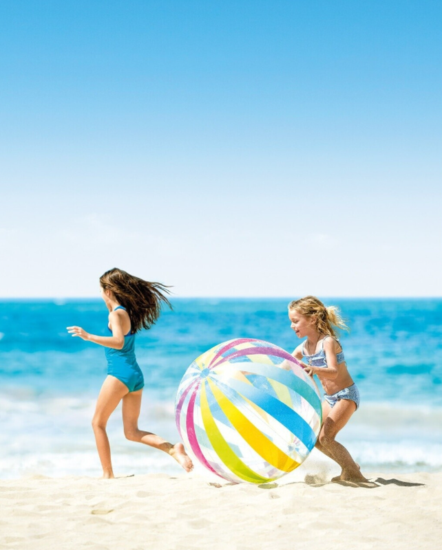 INTEX Jumbo großer aufblasbarer Strandball 107 cm in bunten Streifen