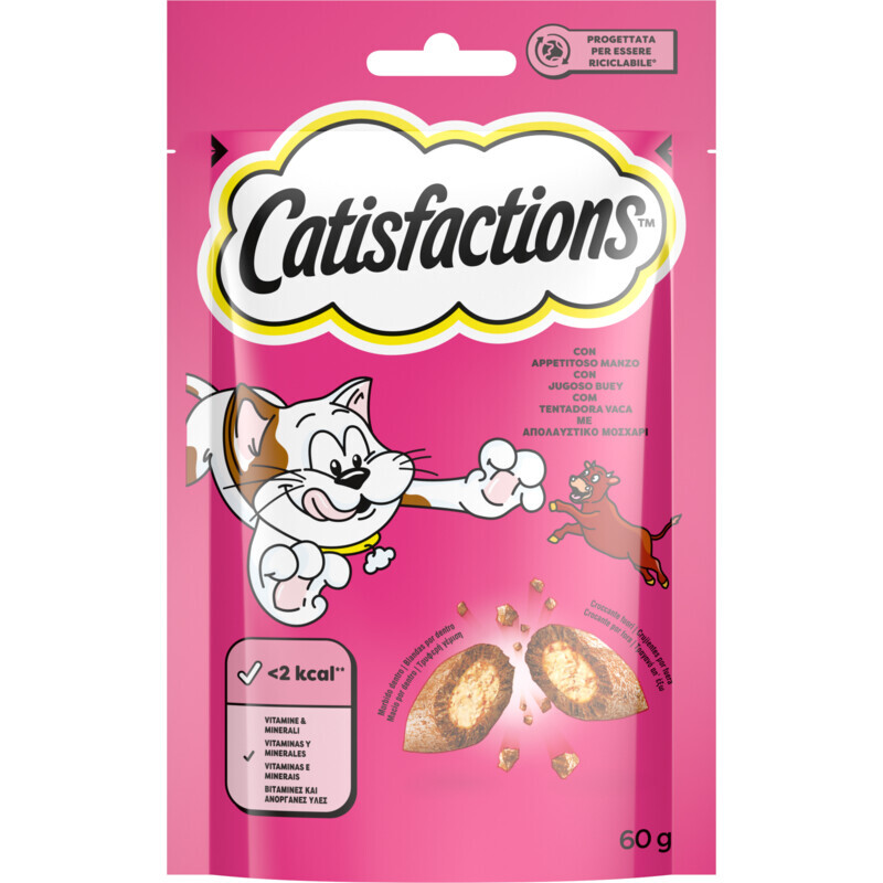 Catisfactions Friandises pour chats saveur bœuf 60 g