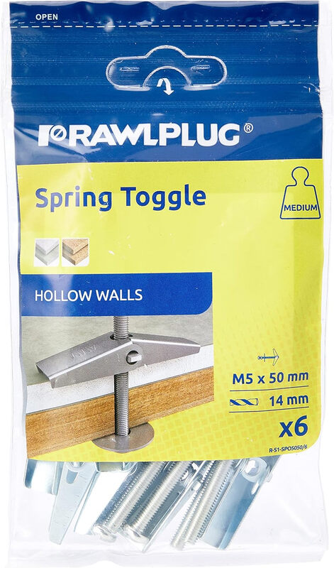 Spring Toggle M5 x 50mm Card of 6