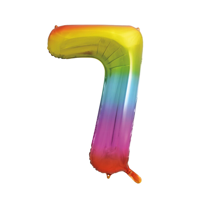 Unique Giant Number 7 Balloon, Rainbow, 86cm