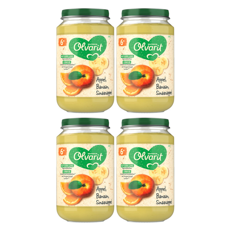 Olvarit 6 mois+ Pomme banane orange 200 g * 4
