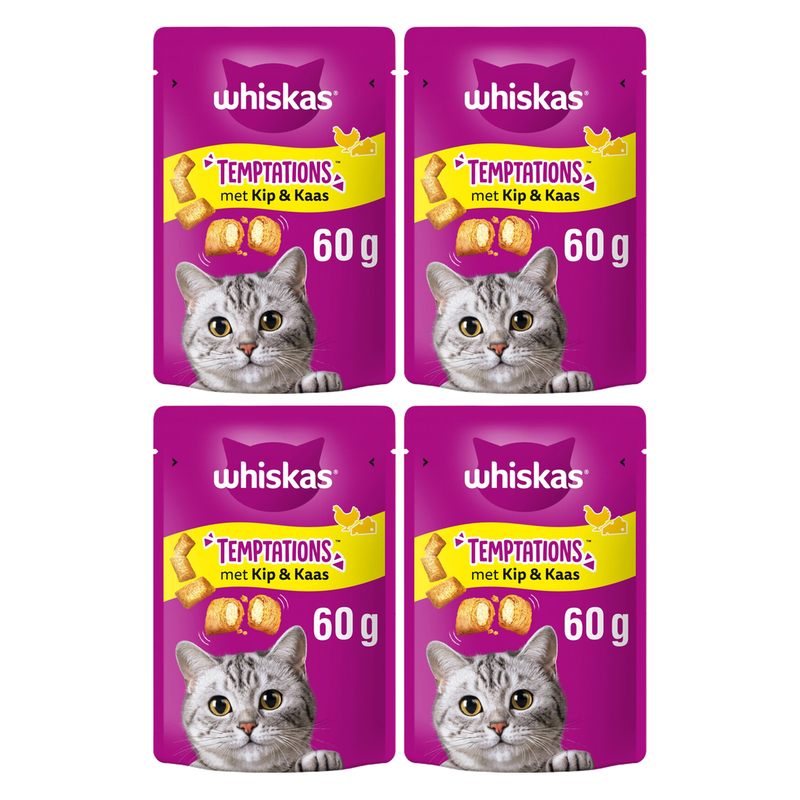 Whiskas Temptations Friandises pour chats Saveur poulet et fromage 60 g * 4