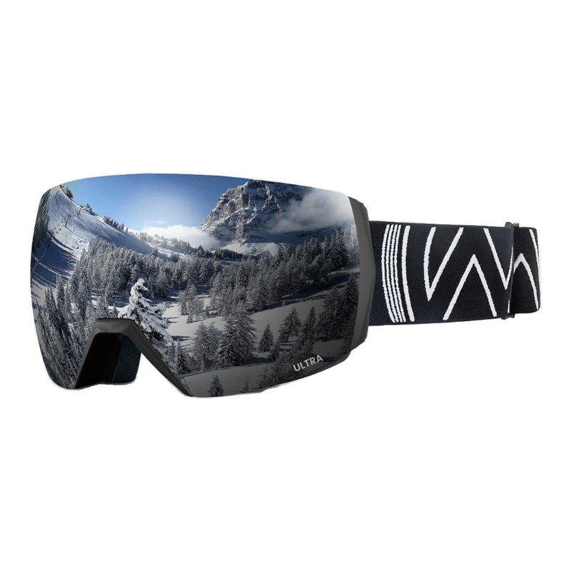 OutdoorMaster ULTRA Ski Snow Goggles + Lens Bundle for Men & Women - Black Frame Grey Lens with Silver + Clear Lens