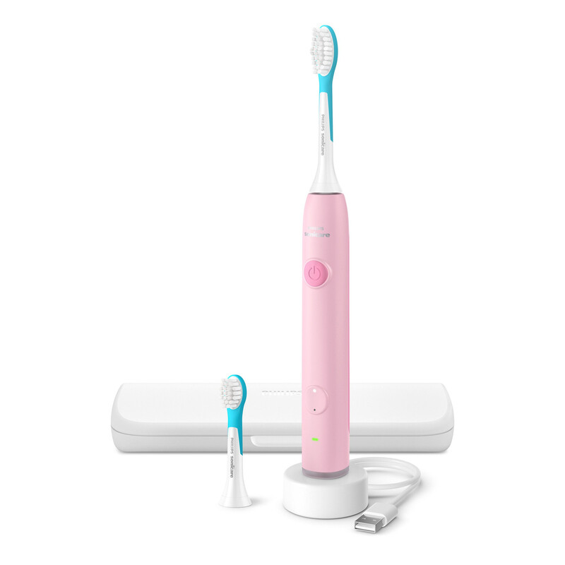 Philips Sonicare For Kids Smart Hx6600/41 Elektrische Schallzahnbürste, Bluetooth-App-Konnektiv, 31.000 Bewegungen/Min, 2 Modi (Empfindlich & Extra-Empfindlich), 21-Tage-Akku, 2 Bürstenköpfe, Aufkleber & Reiseetui, Pink