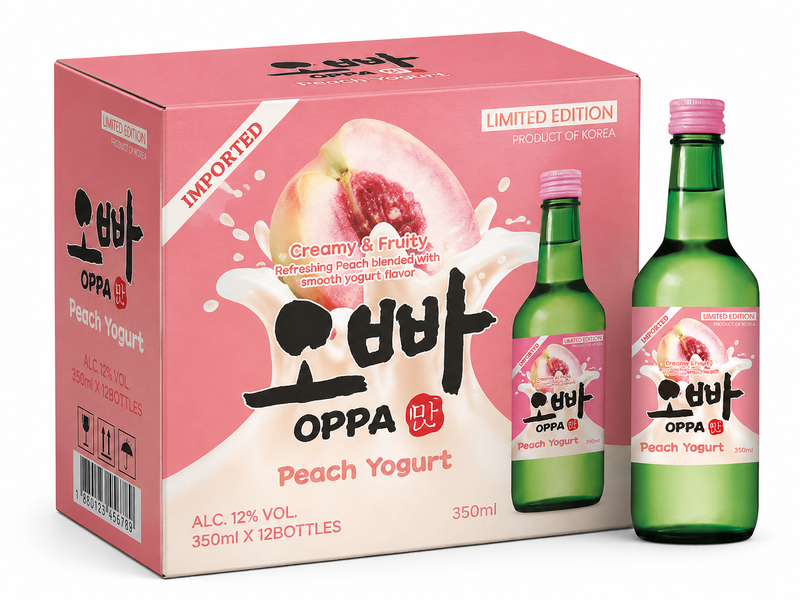 OPPA soju perzik-yoghurt 12% 20 x 360 ml