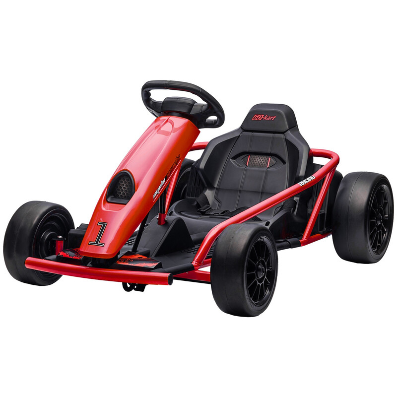 370-303V70RD HOMCOM 24V Electric Go Kart for Kids, Ride-On Racing Go Kart with Drift
