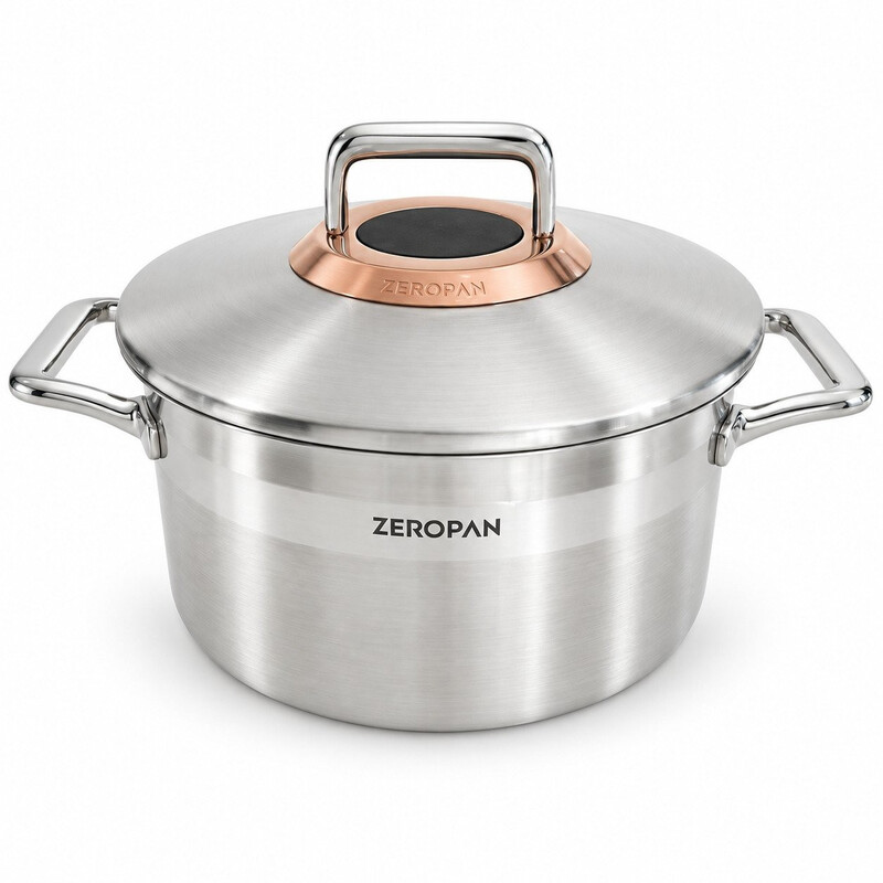 ZEROPAN Königtum Suppentopf 24 cm / 4 L mit Deckel – Edelstahl 316 L, Boden 430 induktionsgeeignet, ohne PFAS, PFOA und PTFE, Backofen bis 260 °C 24 cm