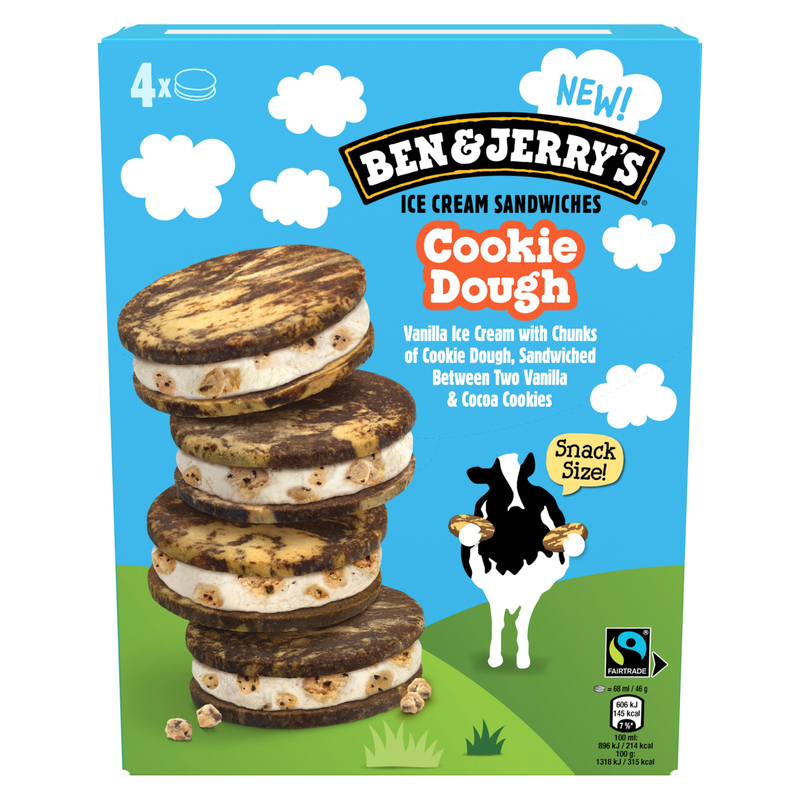 Ben & Jerry's Cookie Dough Ice Cream Sandwich 4x68ml