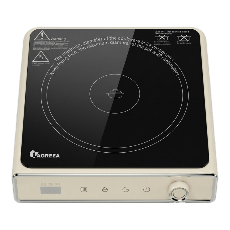 IAGREEA 2000 W Elektrische Keramische Kookplaat, Draagbare Warmteplaat met 8 Temperatuur- & 8 Vermogensstanden, 180 Min Timer & 1 Uur Automatische Uitschakeling, Aanrecht Enkele Kookplaat voor Alle Kookgerei, Eenvoudig te Reinigen, Ideaal voor Keuken Slaa