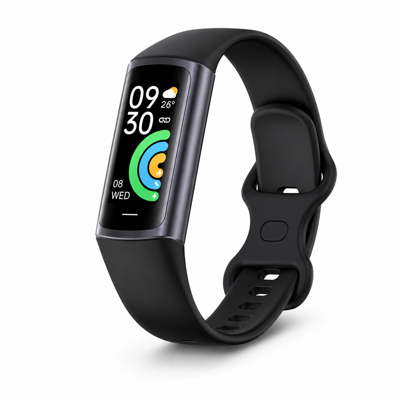 VoxorAI GTL2 – Schwarzes Smartwatch-Modell für Männer und Frauen. Mit Touchscreen-Funktionen. Kann Herzfrequenz, Schlafqualität, Blutdruck, Sauerstoffsättigung im Blut sowie Körpertemperatur messen. Wasserdicht nach IP67-Standards. Akkulaufzeit: 30 Tage.