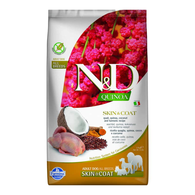 Farmina Quinoa Coat Formula (Wacholderfleisch, Quinoa, Kokosnuss und Kurkuma) Adult Hundefutter 2,5 kg