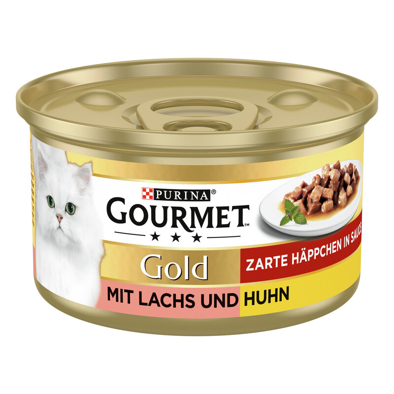 Purina GOURMET Gold zarte Häppchen in Sauce mit Lachs und Huhn 85 g