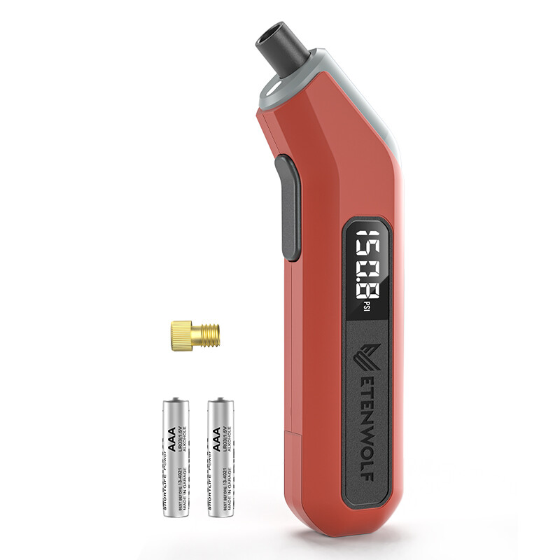 ETENWOLF T300 Plus Bandenspanningsmeter 200 PSI, Digitale bandenspanningsmeter met helder LED-display, inclusief Presta-ventieladapter (Levendig Oranje)