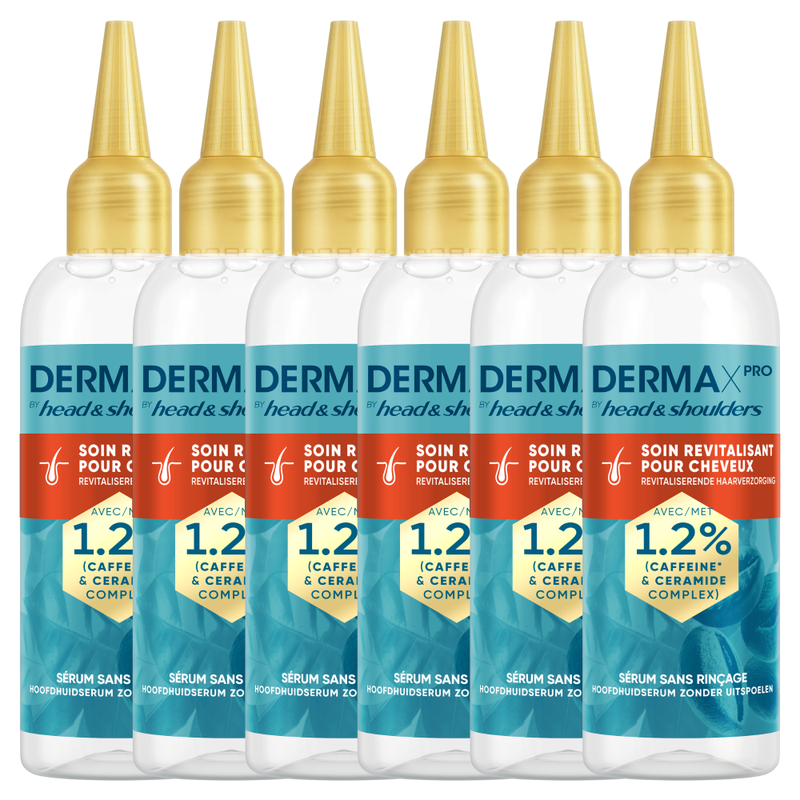 DermaXPro by Head & Shoulders Revitaliserende Haarverzorging 6x145ml Met Cafeïne en Ceramidecomplex. Versterkt meteen de haarvezels en bevordert het haarbehoud. Voelt licht aan