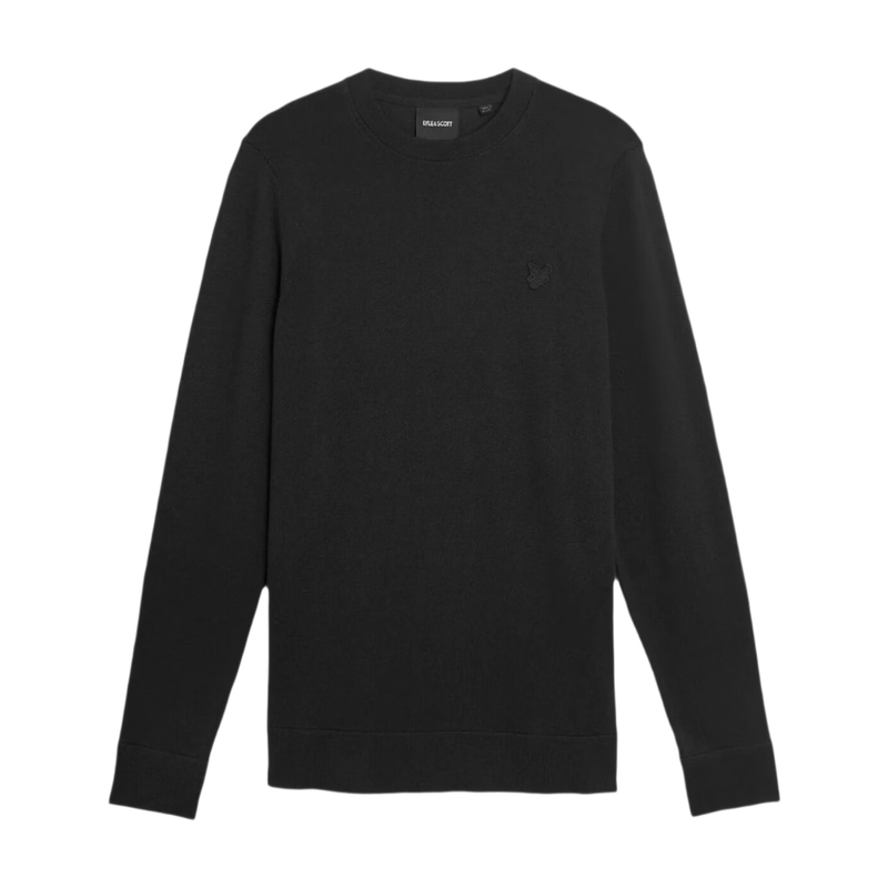 Lyle & Scott Men's Black Superfine Cotton Crew Neck Jumper - Jet