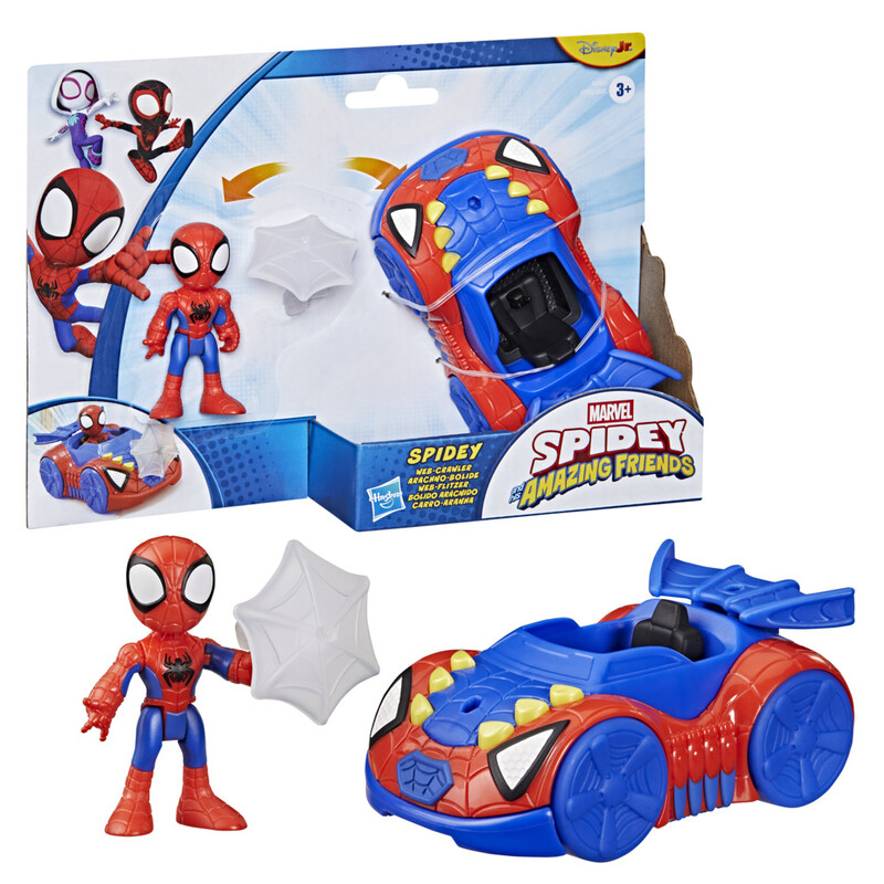 Spidey and His Amazing Friends Action Figure Playset with Web Crawler Vehicle and 3-Inch Spidey Figure for Kids