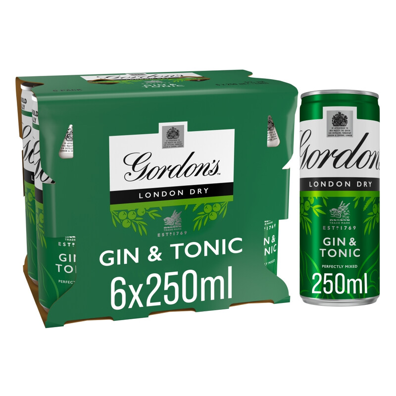 Gordon's Gin & Tonic Rtd 6 Pack 6 X 250 Ml
